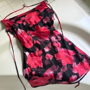 mini open back floral dress